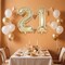 Champagne Gold Large Number 21 Balloon, 40 Inch Light Gold Foil Helium Number (Champagne Gold 21)